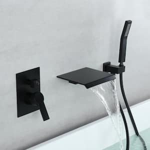 AcaD Single-Handle Wall Mount Roman Tub Faucet with Hand Shower in Matte Black (Valve Included)