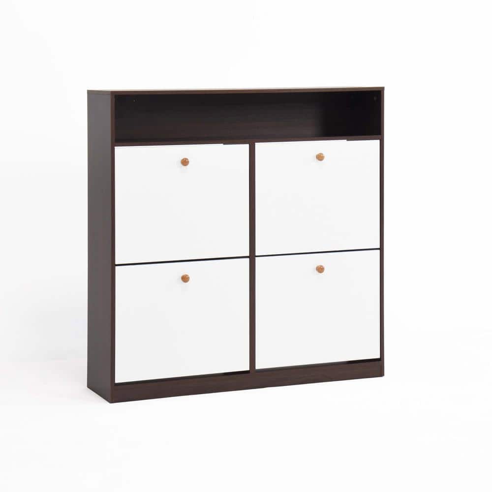 39.37 in. W x 9.45 in. D x 39.37 in. H Dark Brown Shoe Cabinet Linen Cabine