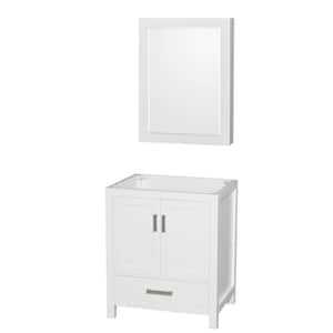 Sheffield 29 in. W x 21.75 in. D x 34.5 in. H Single Bath Vanity Cabinet without Top in White with MC Mirror
