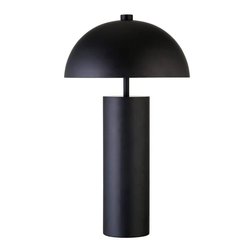 York 27" Blackened Bronze Cylinder Nightstand Lamp with Dome Shade