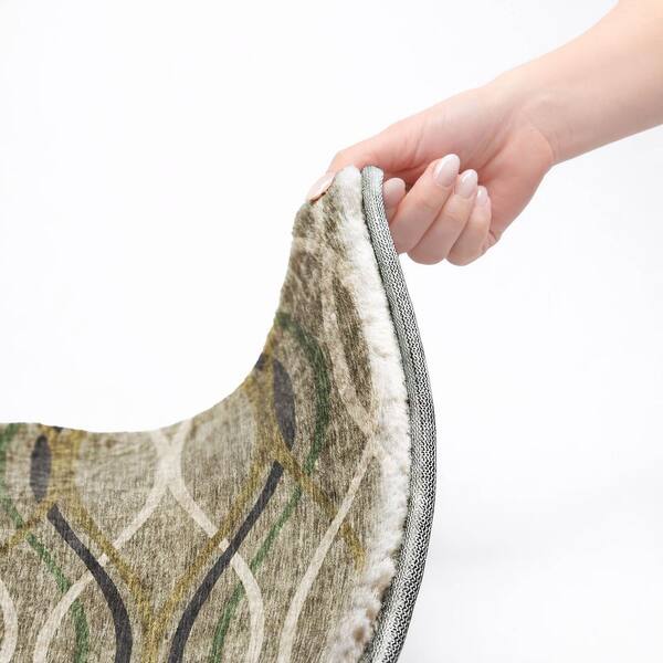 Dream Shag Premium Machine Washable Abstract ADS757 Taupe 10 ft. x 14 ft. Area Rug
