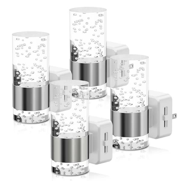 5000K LED Plug-in Night Light with Light Sensor, Adjustable Brightness for Bathroom, Hallway, Bedroom (4-Pack)