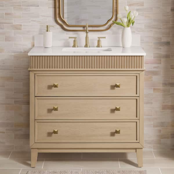 Danby 36 in. Single Sink Platinum Oak Bath Vanity with White Engineered Marble Top (Assembled)