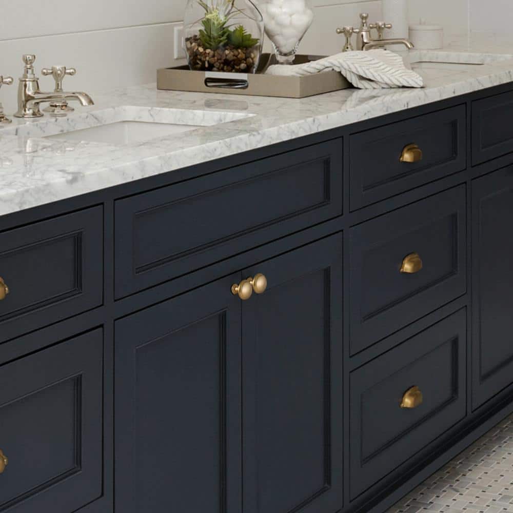 Satin Gold Round Modern Cabinet Knob Set with Mounting Hardware