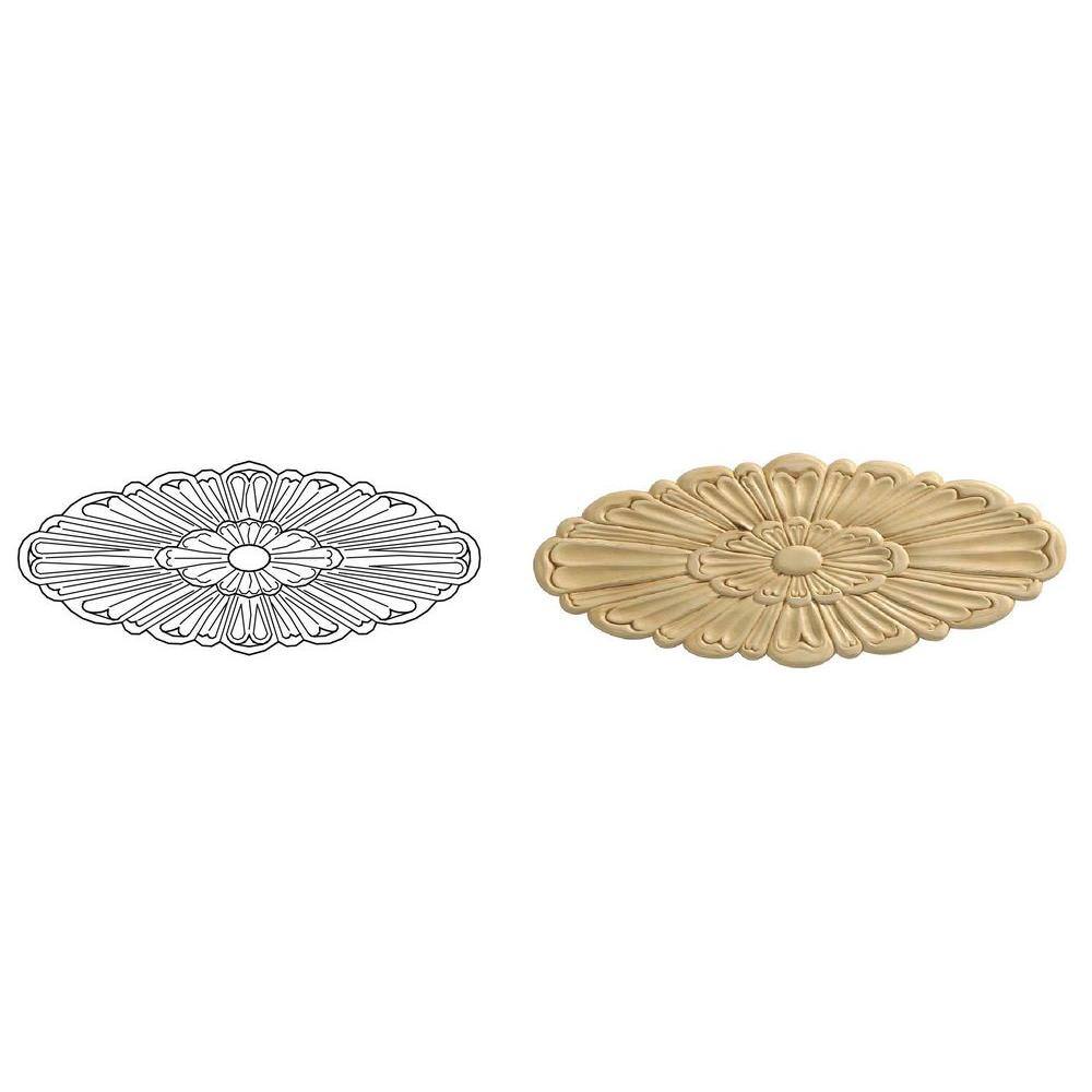 Large Unfinished Birch Wood Rosette Onlay Ornament