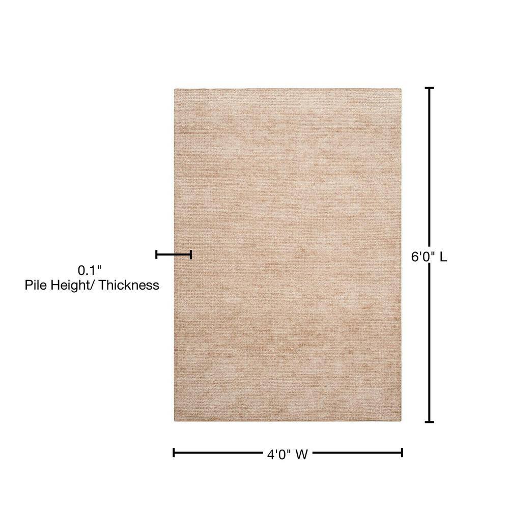 Hand-Knotted Beige Wool and Viscose 4' x 6' Area Rug