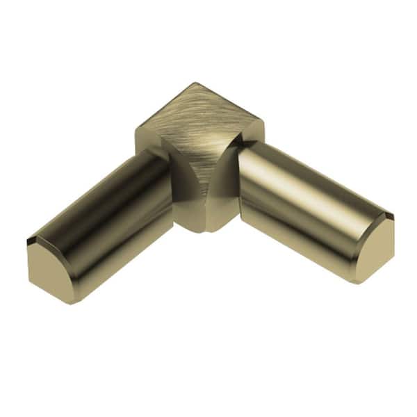 Schluter Rondec Brushed Brass Anodized Aluminum 3/8 in. x 1 in. Metal 90° Double-Leg Inside Corner