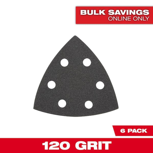 Milwaukee 3-1/2 in. 120-Grit Triangle Sand Paper (6-Pack)