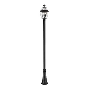 Westover 3-Light Black 114.25 in. Aluminum Hardwired Outdoor Weather Resistant Post Light Set with No Bulb Included