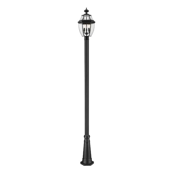 Unbranded Westover 3-Light Black 114.25 in. Aluminum Hardwired Outdoor Weather Resistant Post Light Set with No Bulb Included