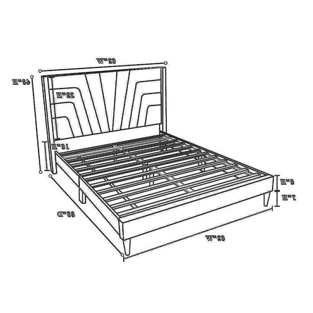 Kopa Queen Size Beige Upholstered Wood Frame Bed with Tufted Headboard