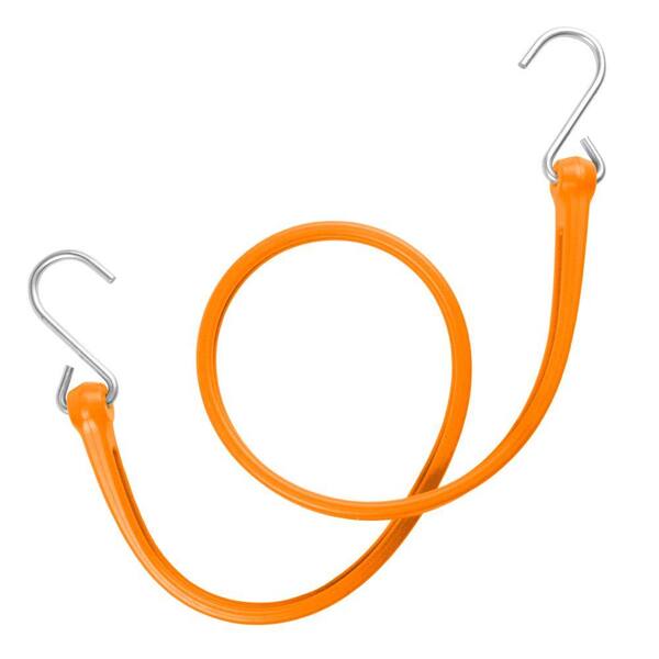 The Perfect Bungee 31 in. EZ-Stretch Polyurethane Bungee Strap with Galvanized S-Hooks (Overall Length: 36 in.) in Orange