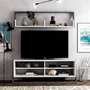 Addis 2 Piece 62.50 in. W Gray TV Console with 4-Shelves Fits TV's Up to 70 in. with Cable Management
