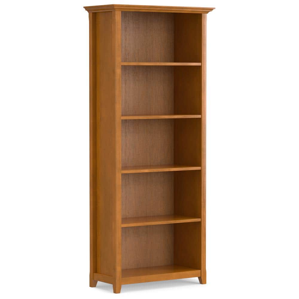 Amherst Adjustable 5-Shelf Solid Pine Bookcase in Light Golden Brown