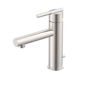 Parma Single Handle Single Hole Bathroom Faucet with Deckplate and Metal Pop-Up Drain Included in Brushed Nickel