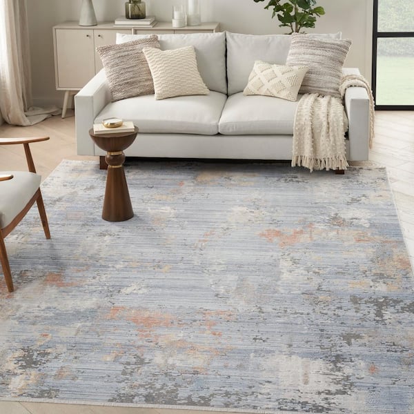 Abstract Hues Grey Blue 8 ft. x 10 ft. Abstract Contemporary Area Rug