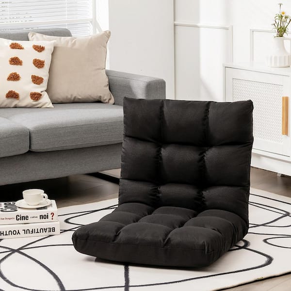 42 in. x 21 in. x 4 in. Black Cotton and Linen Fabric Size Sofa Bed