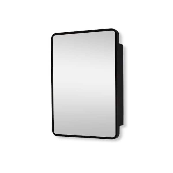 Unbranded 24 in. W x 30 in. H Medium Rectangular Black Aluminum Alloy Framed Recessed/Surface Mount Medicine Cabinet with Mirror