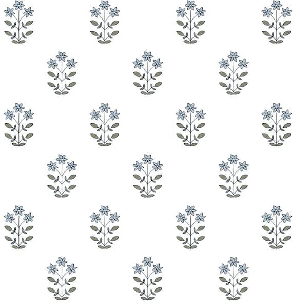 A-Street Prints Kit Blue Heather Floral Paper Non-Pasted Paper Wallpaper