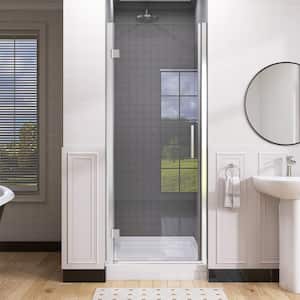 30 in. W x 72 in. H Shower Screen Semi-Frameless Pivot Shower Door in Chrome Finish with 1/4 in. Clear Glass Left Hinged