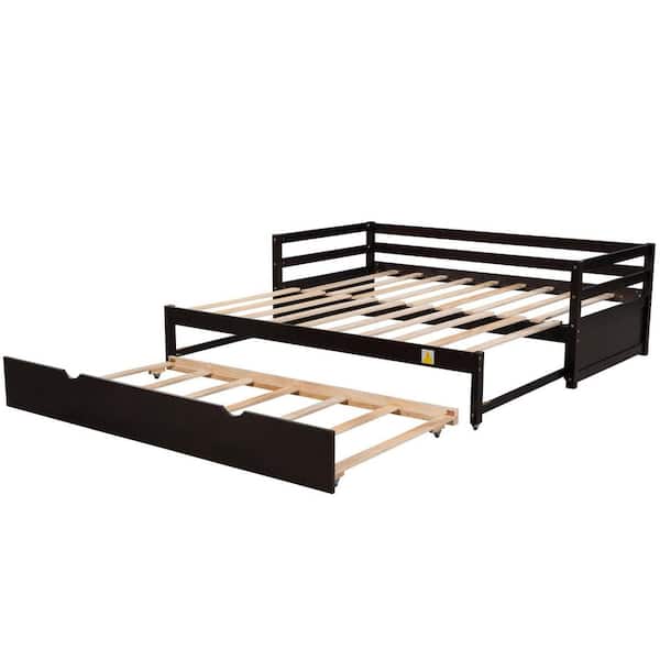 Qualler Espresso Twin "or" Double Twin Daybed with Trundle