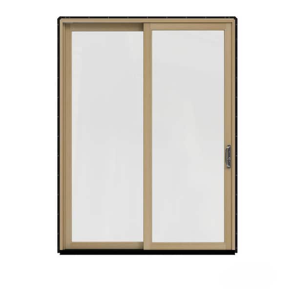 JELD-WEN 72 in. x 96 in. W-2500 Contemporary Black Clad Wood Left-Hand Full Lite Sliding Patio Door w/Unfinished Interior