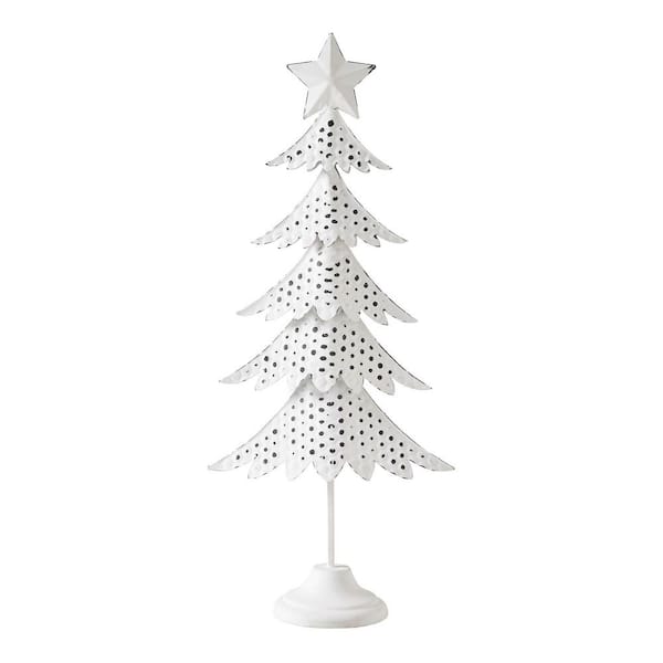 18 in. Antique White Metal Christmas Tree Figurine