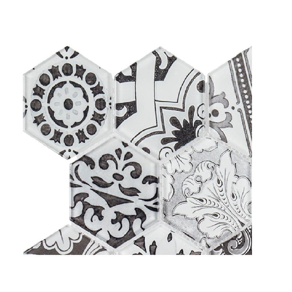 Take Home Tile Sample - Morris Block White 4.5 in. x 4.5 in. Hexagon Glossy Glass Mosaic price history on PriceWatchPro