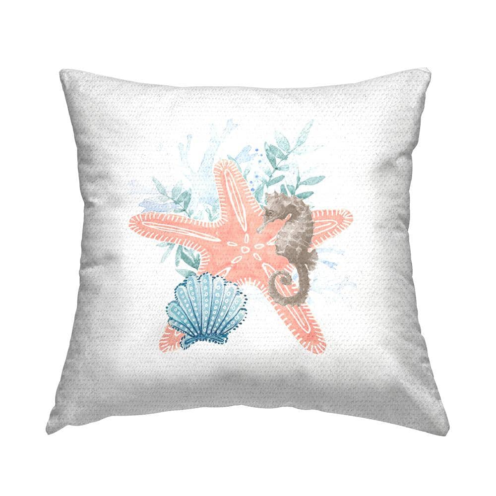 Aquatic Sea Life Starfish Pink Square Outdoor Throw Pillow price history on PriceWatchPro