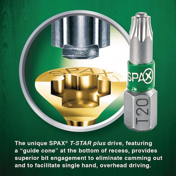 SPAX - #8 x 1-1/2 in. Interior Flat Head Wood Screws Construction Framing Torx T-Star Plus (197 Each) 1 LB Bit Included