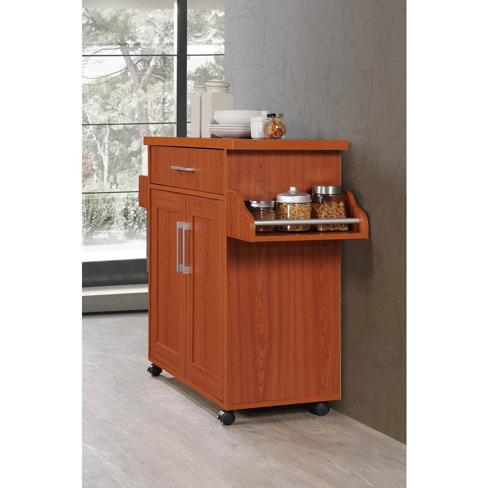 White Kitchen Island with Spice Rack and Towel Holder - thumbnail 6