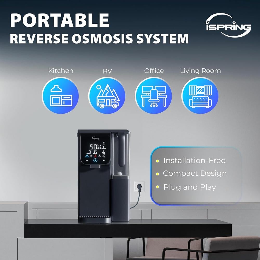 iSpring Black Hot and Cold Countertop Water Filtration System