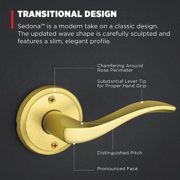 Kwikset Sedona Satin Brass Right-Handed Half Dummy Door Handle