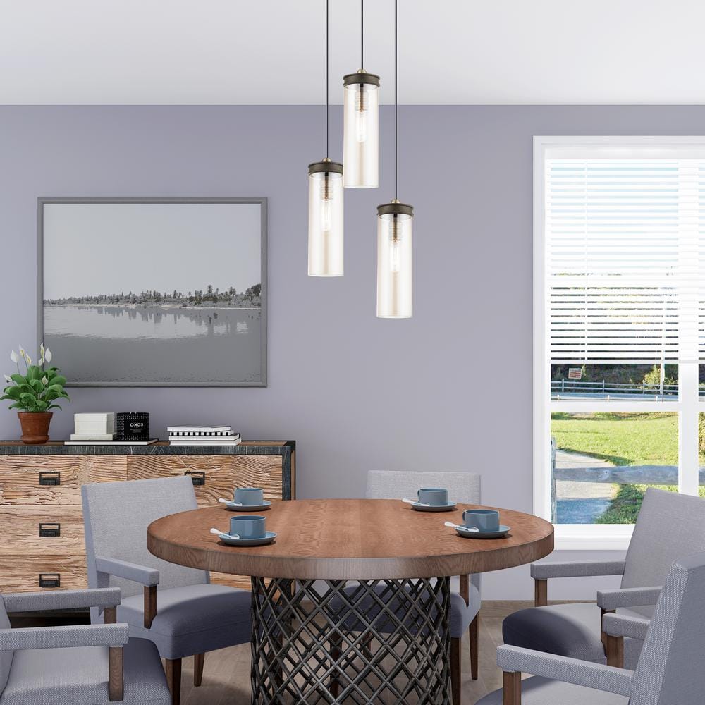 Bronze and Champagne Glass Mini Pendant Light with LED