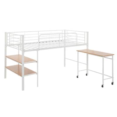 1 Home Improvement Retailer Search Box, Walker Edison Twin Metal Loft Bed With Desk And Shelving White