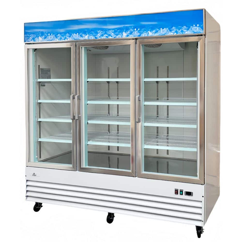 78.3 in. W 53 cu. ft. Three Doors Reach In Commercial Refrigerator Merchandiser in Stainless Steel with White Coating