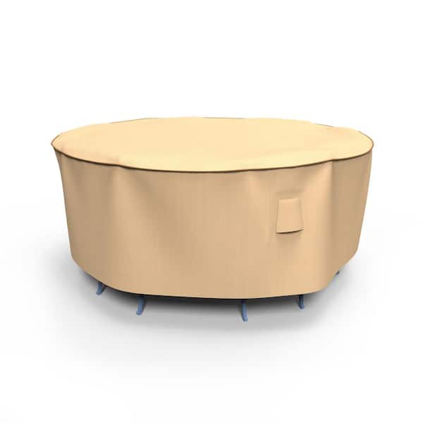 Budge Sedona Small Tan Outdoor Round Patio Table and Chairs Combo Cover