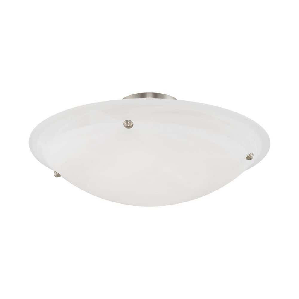 Elegant Brushed Nickel 4-Light Ceiling Fixture with White Alabaster Glass