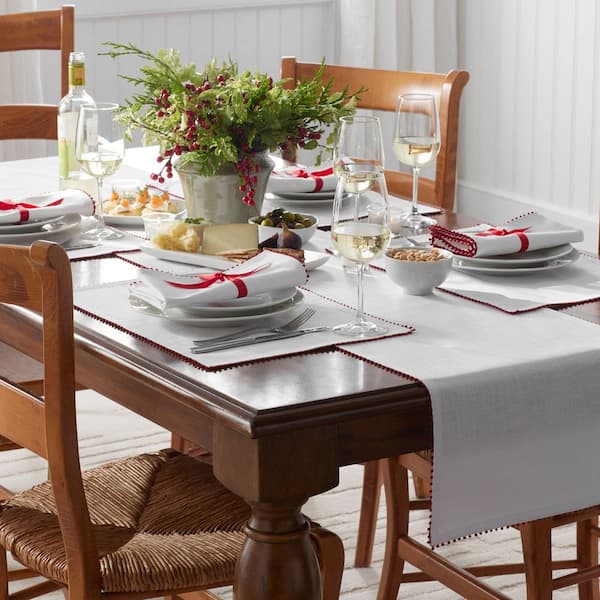 Company Cotton Pom Fringe 19 in. W x 19 in. H Red Cotton Napkins Set of 4