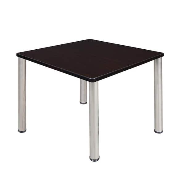 Regency Rumel 36 in. L Square Chrome and Mocha Walnut Wood Breakroom Table (Seats 4)