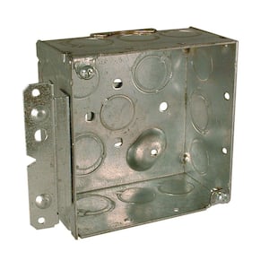 4 in. W x 2-1/8 in. D 2-Gang Welded Square Box with Ten 1/2 in. KO's, Six TKO's, Raised Ground, UBS, HM Bracket, 1-Pack