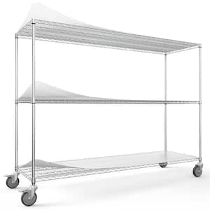 3-Tier 3000 lbs. NSF Heavy Duty Adjustable Metal Storage Shelves Garden Potting Chrome 24 in. D x 72 in. W x 62 in. H