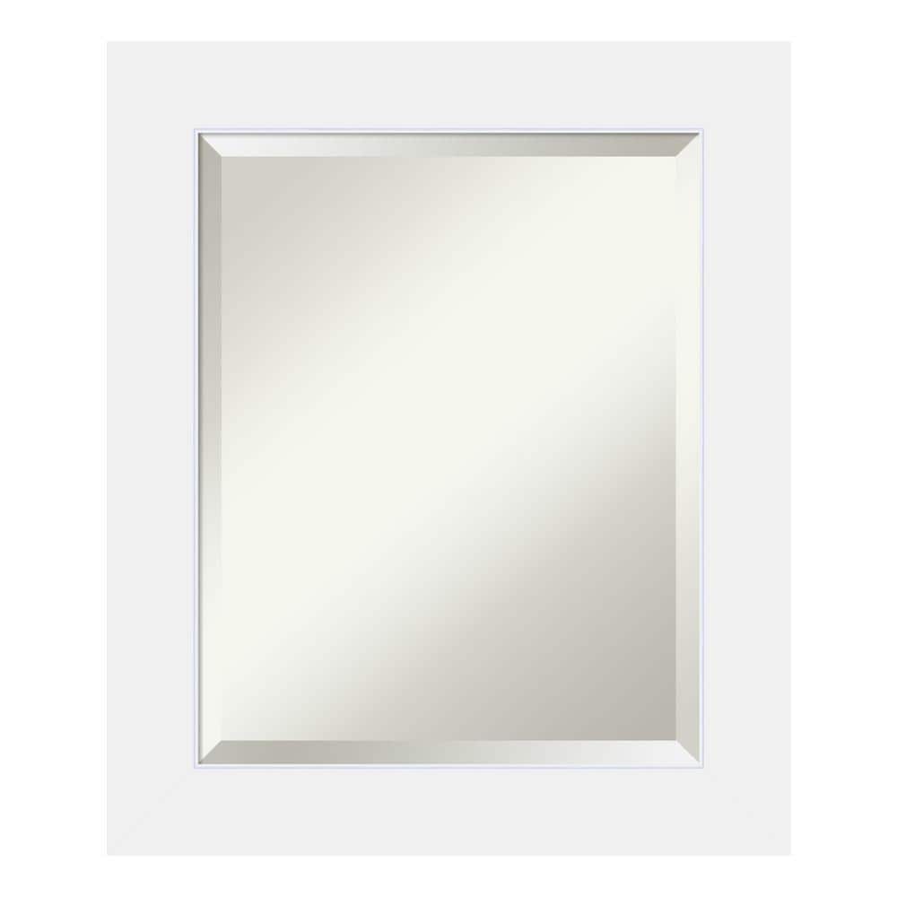Corvino White 21 in. x 25 in. Beveled Rectangle Wood Framed Bathroom Wall M