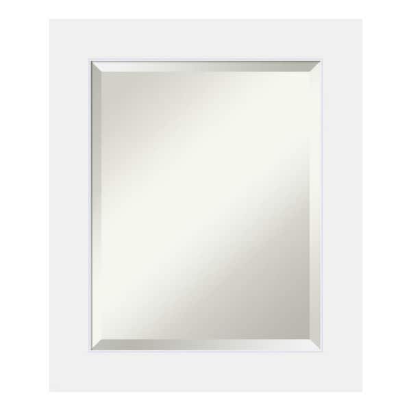 Corvino White 21 in. x 25 in. Beveled Rectangle Wood Framed Bathroom Wall Mirror in White