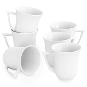 Series Carina 7 oz. 4.75 in. Coffee Mugs Ivory White Porcelain Cups Coffee Service Mugs Set (Set of 6)