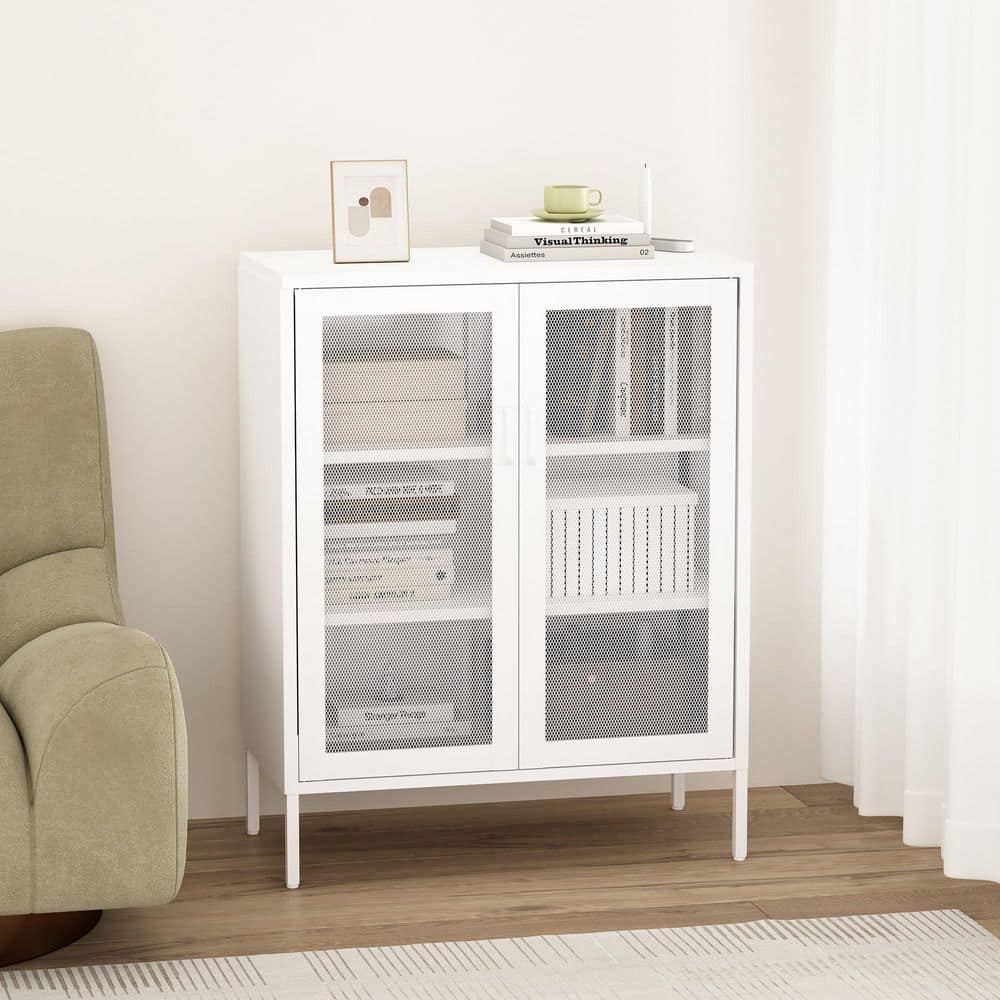 Amelia White 40 in. H Modern Accent Cabinet with 3 Adjustable Shelves price history on PriceWatchPro