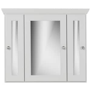 30 in. W x 27 in. H x 6.5 in. D Tri-View Surface-Mount Medicine Cabinet Rectangle/Mirror in Dewy Morning