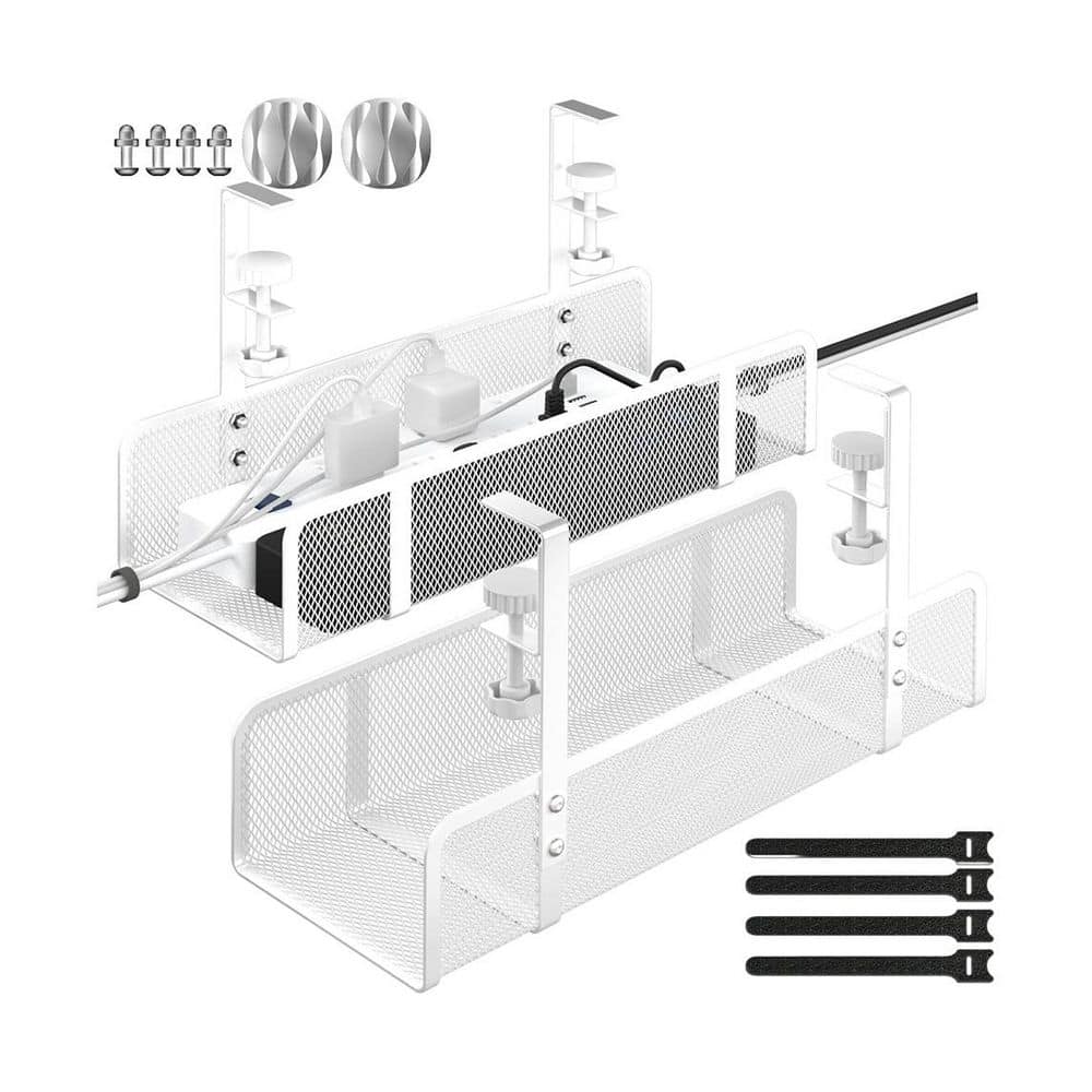 Cable Management Tray Under Desk Wire Organizer Mesh Storage Tray with No Drill Mounting and Safety Protection Black price history on PriceWatchPro