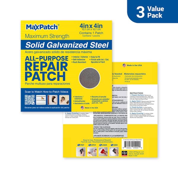 Unbranded MaxPatch 4 in. x 4 in. All-Purpose Interior Exterior Self Adhesive Surface Repair Patch (3-Pack)