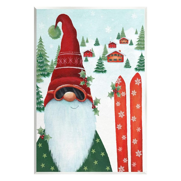 Stupell Industries Gnome Skiing Winter Slopes by Emma Leach 1-Piece Unframed Graphic Print Nature Poster Art Print 15 in. x 10 in.